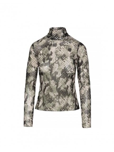 MIX AND MATCH Keisi Tulle Top Olive Snake Πράσινο Τούλινο Τοπ